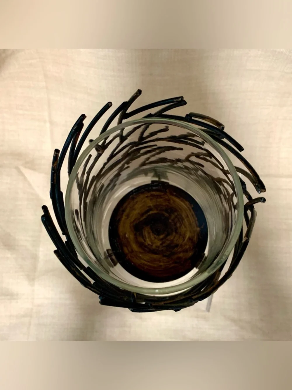 🔍 Rustic Metal & Glass Hurricane Candle Holder Modern Farmhouse